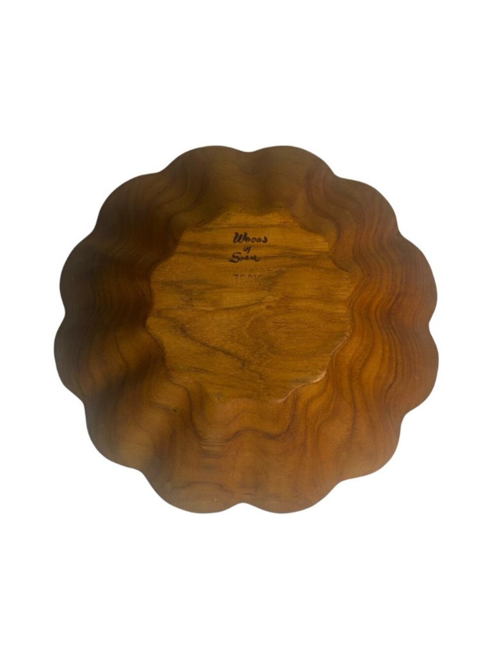 Vintage Woods of Siam Teak Wood Salad Bowl 10" Mid Century Modern MCM 1960s - Picture 3 of 6
